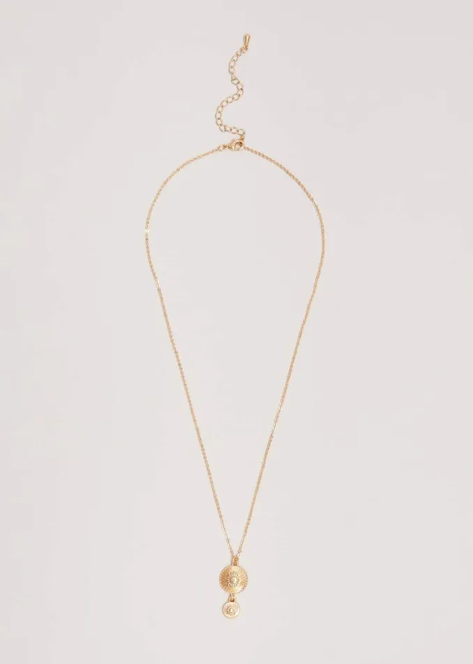 Phase Eight Jewellery Gold Textured Disc Pendant Necklace Gold 8211 Women