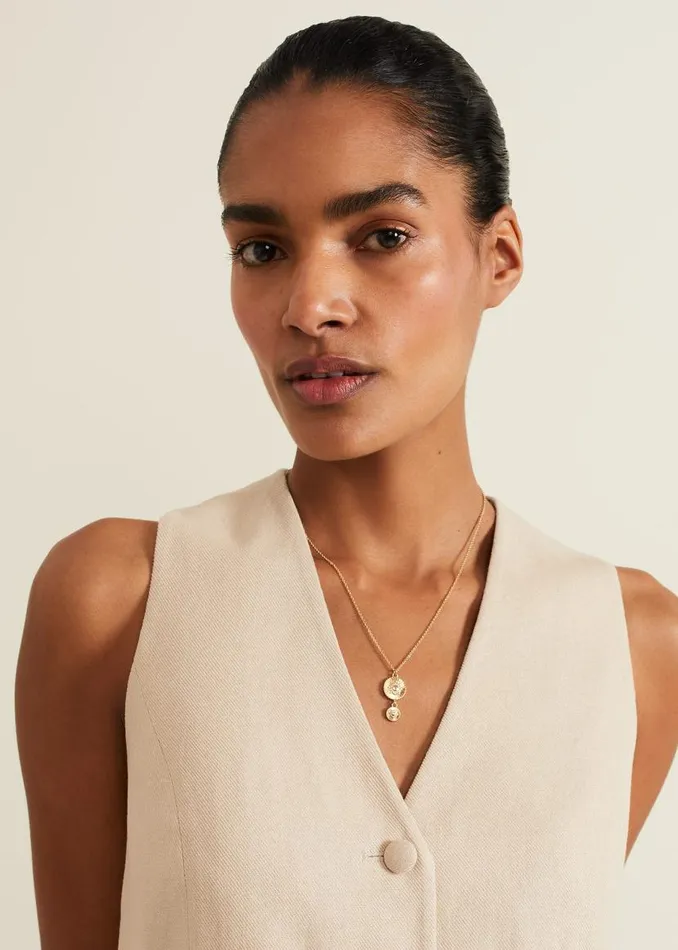 Phase Eight Jewellery Gold Textured Disc Pendant Necklace Gold 8211 Women