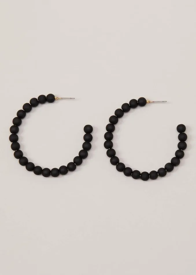 Phase Eight Jewellery Matte Bead Hoop Earrings Black 8211 Women