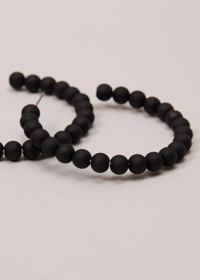 Phase Eight Jewellery Matte Bead Hoop Earrings Black 8211 Women