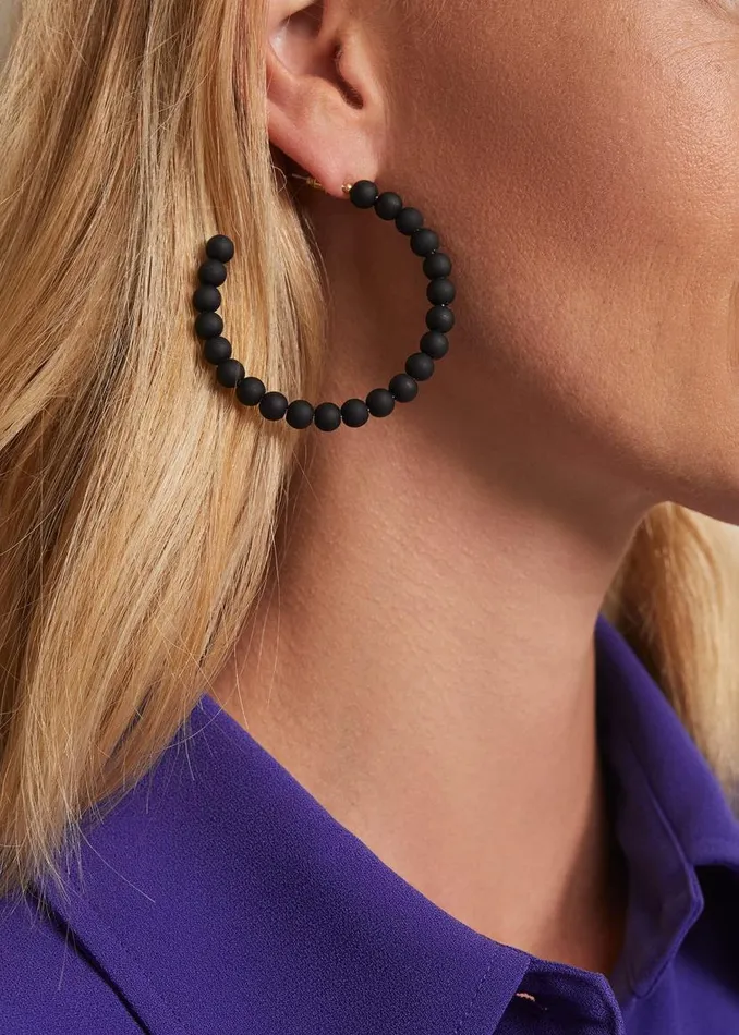 Phase Eight Jewellery Matte Bead Hoop Earrings Black 8211 Women