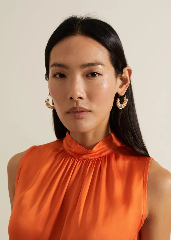 Phase Eight Jewellery Pearl Detail Hoop Earrings Gold 8211 Women
