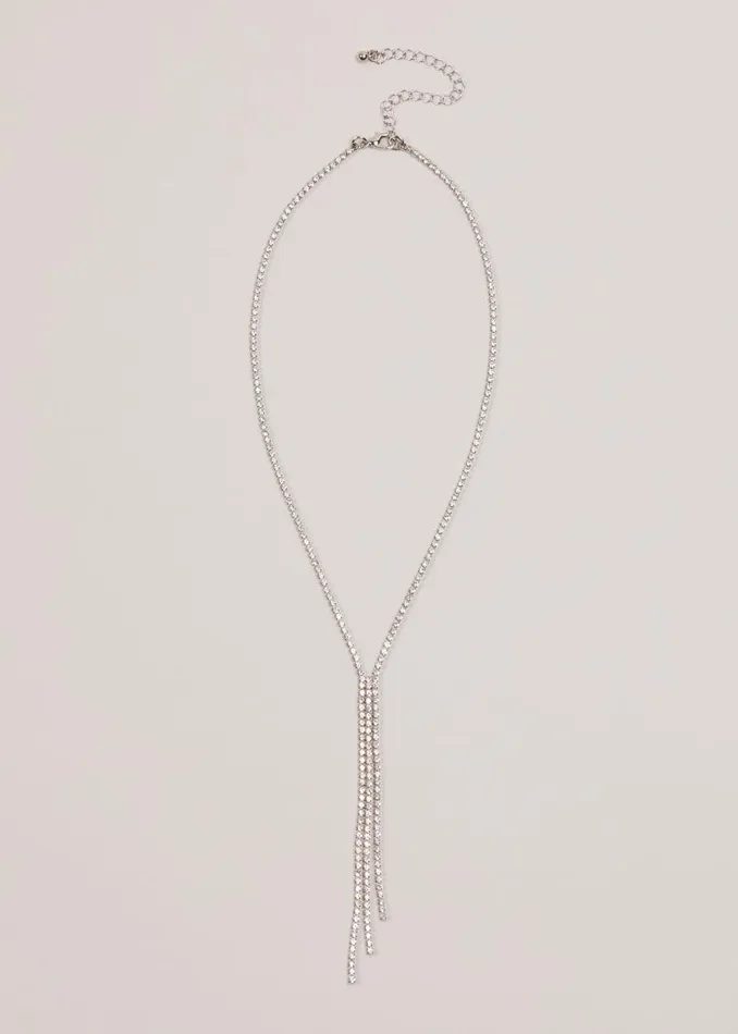 Phase Eight Jewellery Short Sparkly Lariat Necklace Silver 8211 Women
