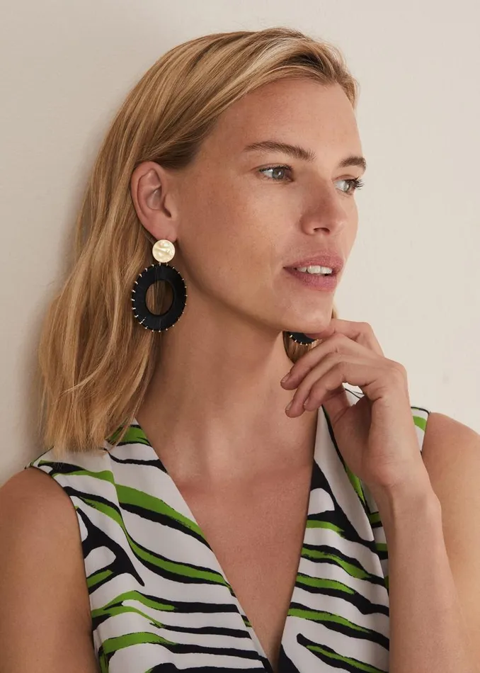 Phase Eight Jewellery Threaded Circle Drop Earrings Black 8211 Women