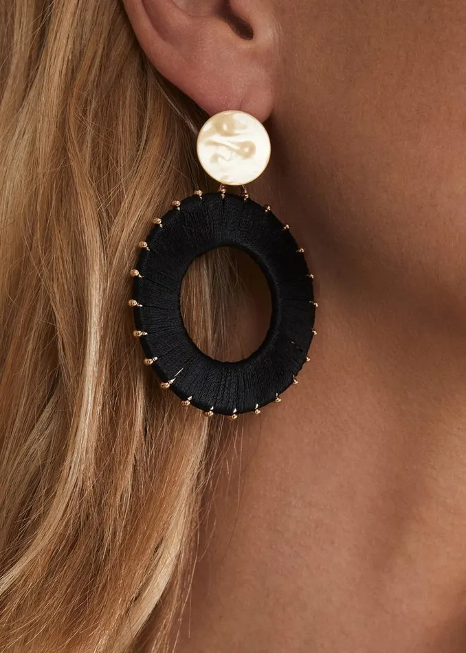 Phase Eight Jewellery Threaded Circle Drop Earrings Black 8211 Women