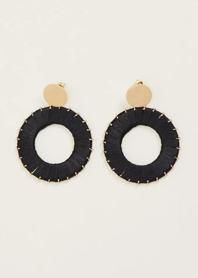 Phase Eight Jewellery Threaded Circle Drop Earrings Black 8211 Women