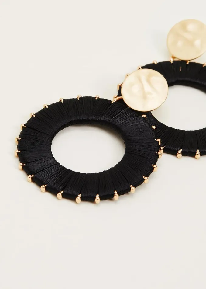 Phase Eight Jewellery Threaded Circle Drop Earrings Black 8211 Women