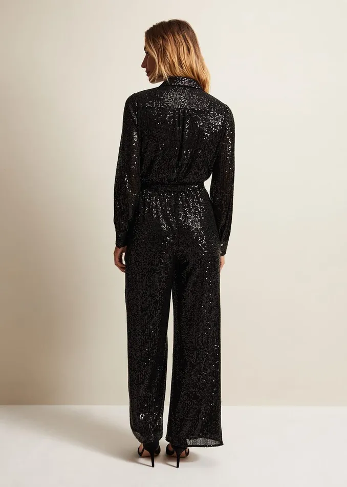 Phase Eight Jumpsuits Alessandra Black Sequin Shirt Jumpsuit Black 8211 Women Phase Eight Jumpsuits Alessandra Black Sequin Shirt Jumpsuit Black 8211 Women