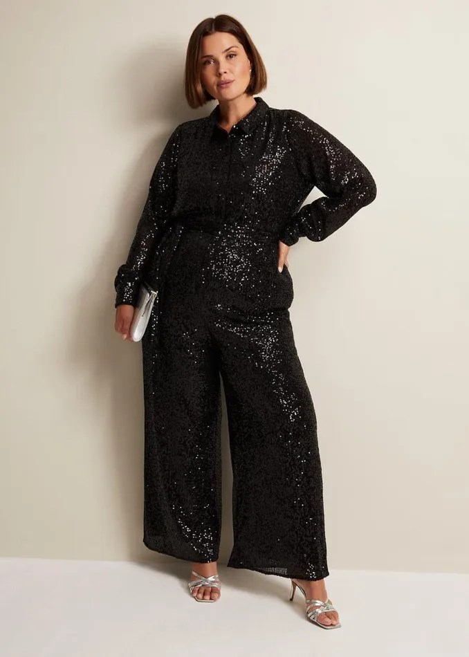 Phase Eight Jumpsuits Alessandra Black Sequin Shirt Jumpsuit Black 8211 Women Phase Eight Jumpsuits Alessandra Black Sequin Shirt Jumpsuit Black 8211 Women