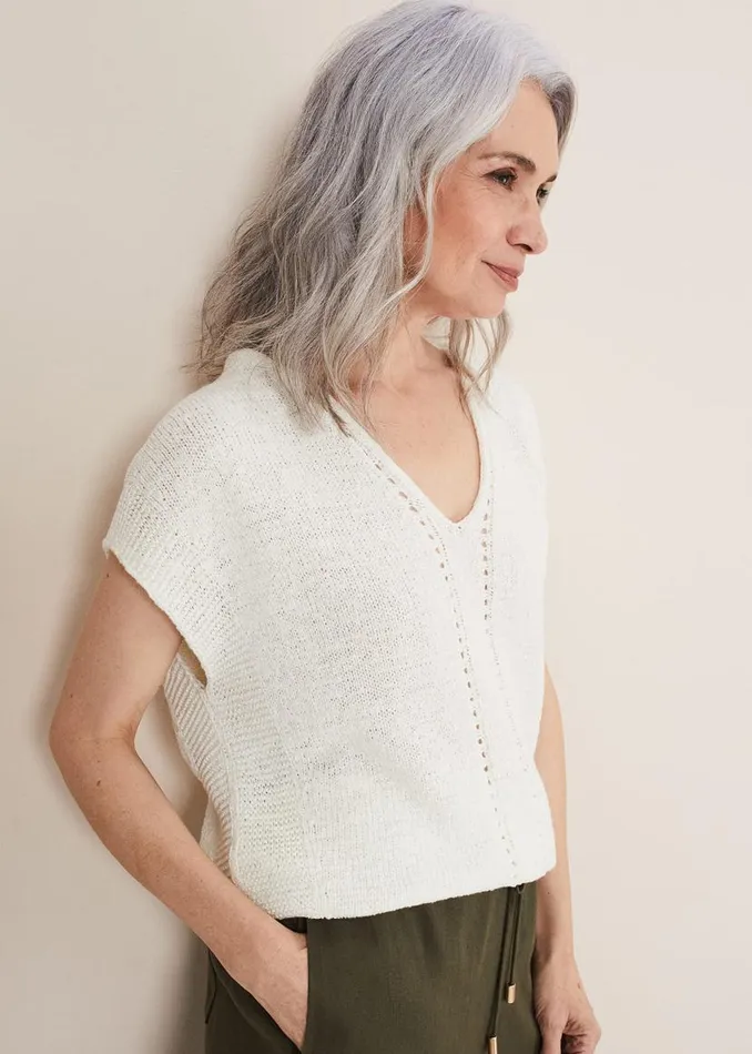 Phase Eight Knitwear Alana Textured Knit White 8211 Women