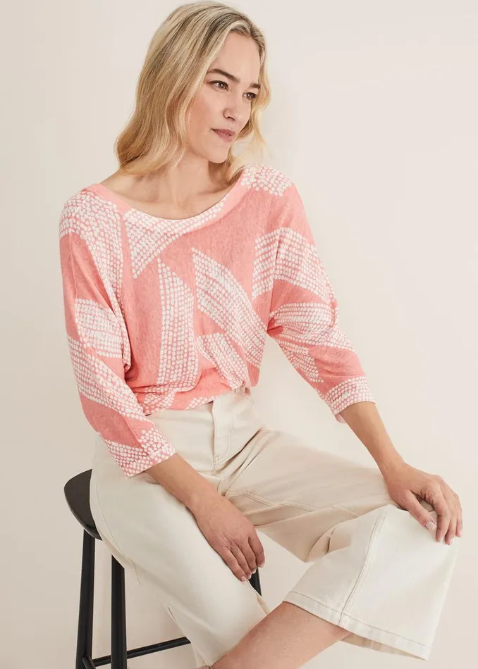 Phase Eight Knitwear Emma Diagonal Dot Print Knit Coralivory 8211 Women