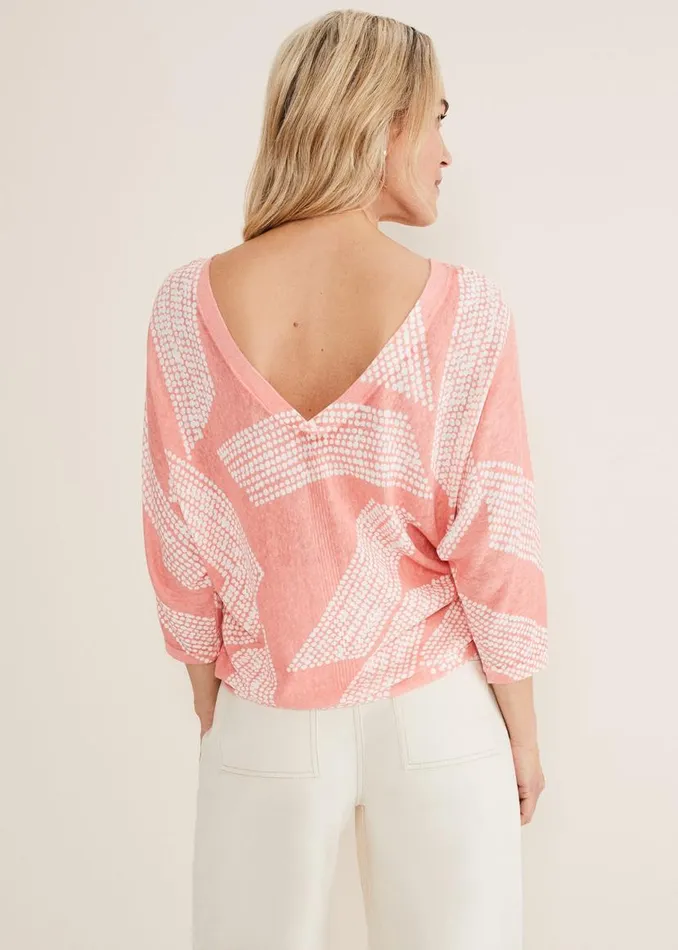 Phase Eight Knitwear Emma Diagonal Dot Print Knit Coralivory 8211 Women