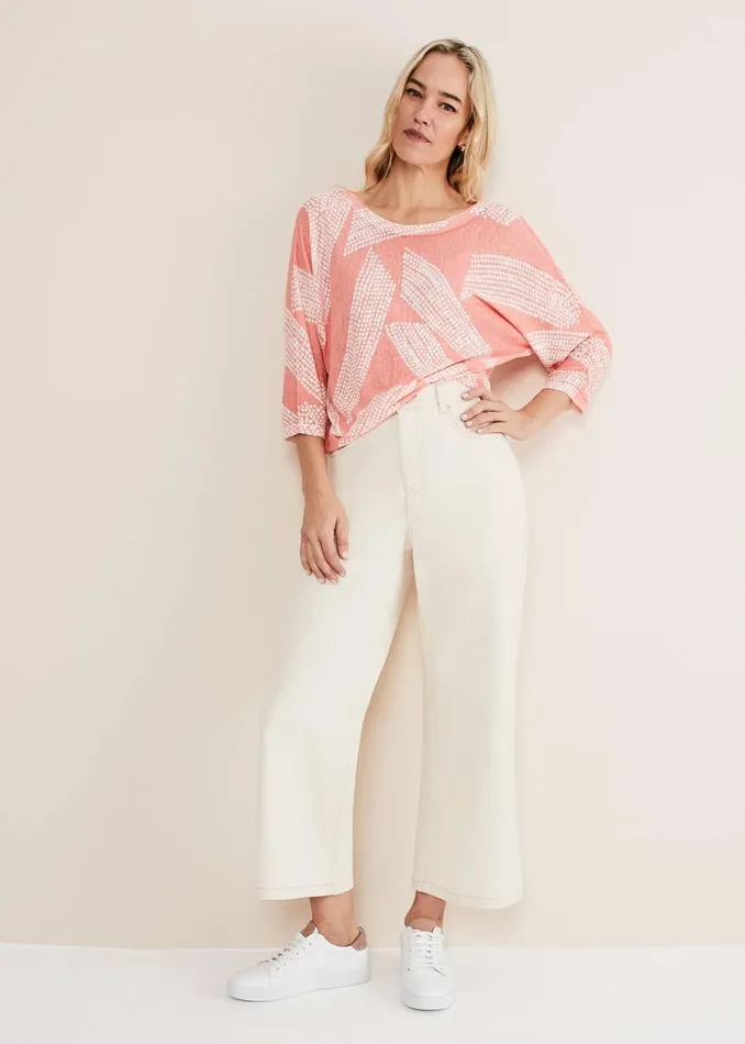 Phase Eight Knitwear Emma Diagonal Dot Print Knit Coralivory 8211 Women