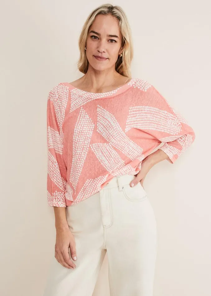 Phase Eight Knitwear Emma Diagonal Dot Print Knit Coralivory 8211 Women