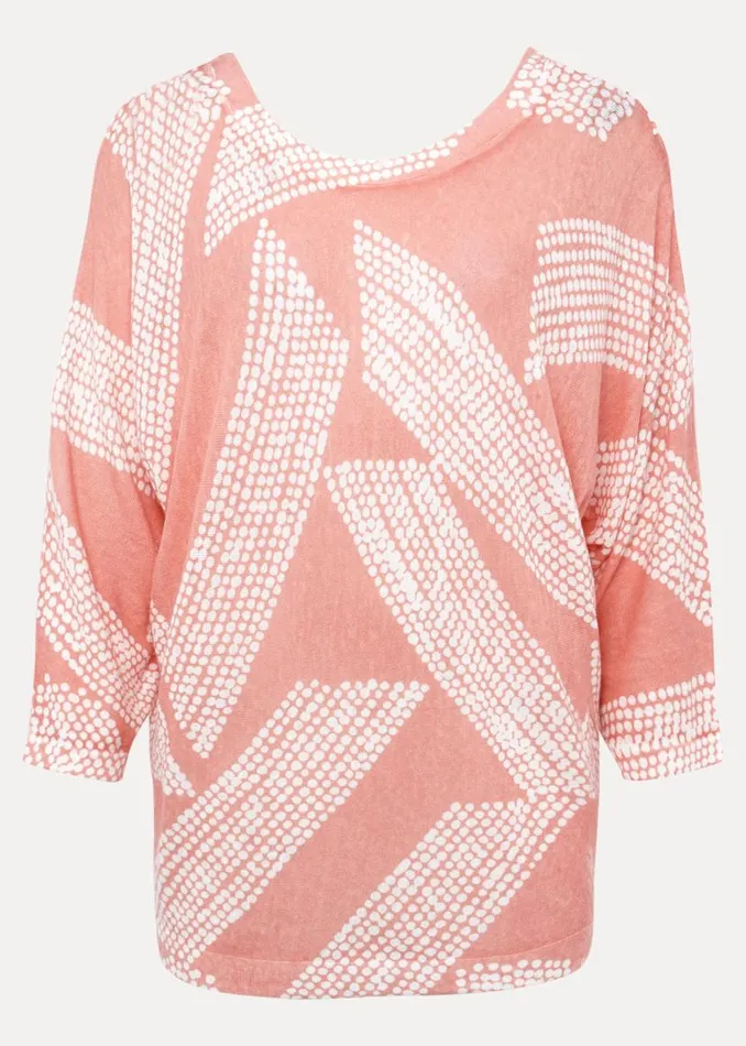 Phase Eight Knitwear Emma Diagonal Dot Print Knit Coralivory 8211 Women