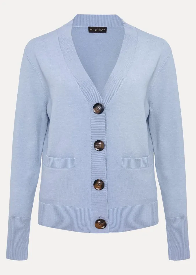 Phase Eight Knitwear Ima Fine Knit V Neck Cardigan Pale Blue 8211 Women
