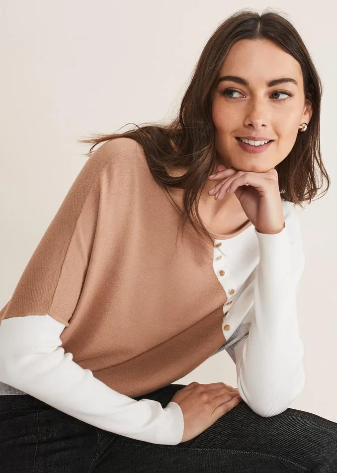 Phase Eight Knitwear Isabel Colourblock Knit Grey Multi 8211 Women