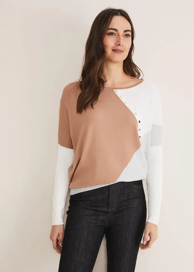 Phase Eight Knitwear Isabel Colourblock Knit Grey Multi 8211 Women