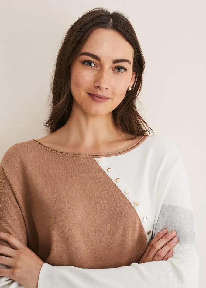 Phase Eight Knitwear Isabel Colourblock Knit Grey Multi 8211 Women