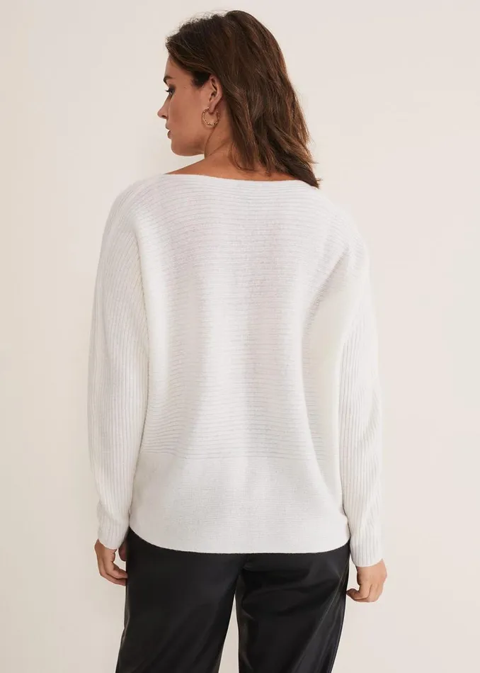 Phase Eight Knitwear Isabella Ripple Wool Cashmere Jumper Ivory 8211 Women