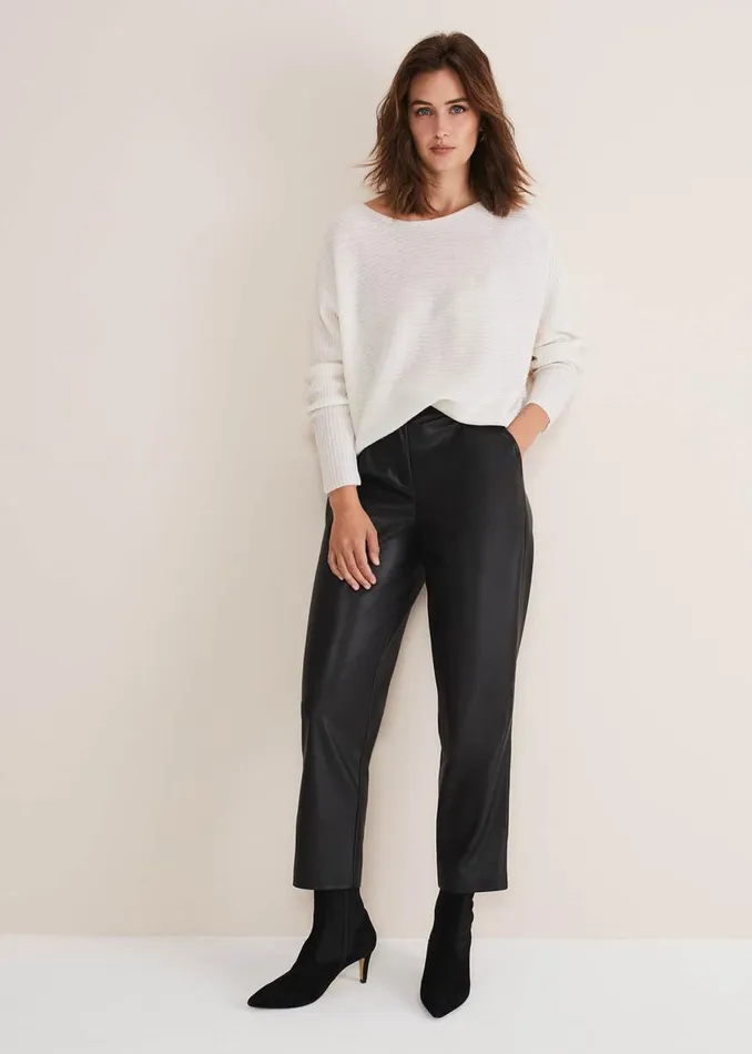 Phase Eight Knitwear Isabella Ripple Wool Cashmere Jumper Ivory 8211 Women