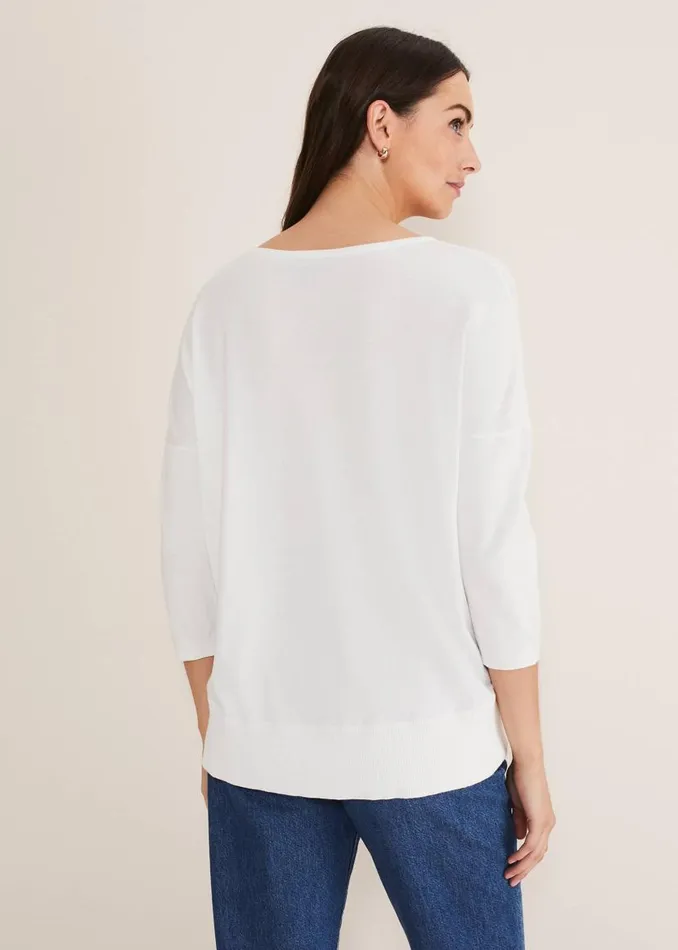 Phase Eight Knitwear Linda Button Trim Knit Ivory 8211 Women