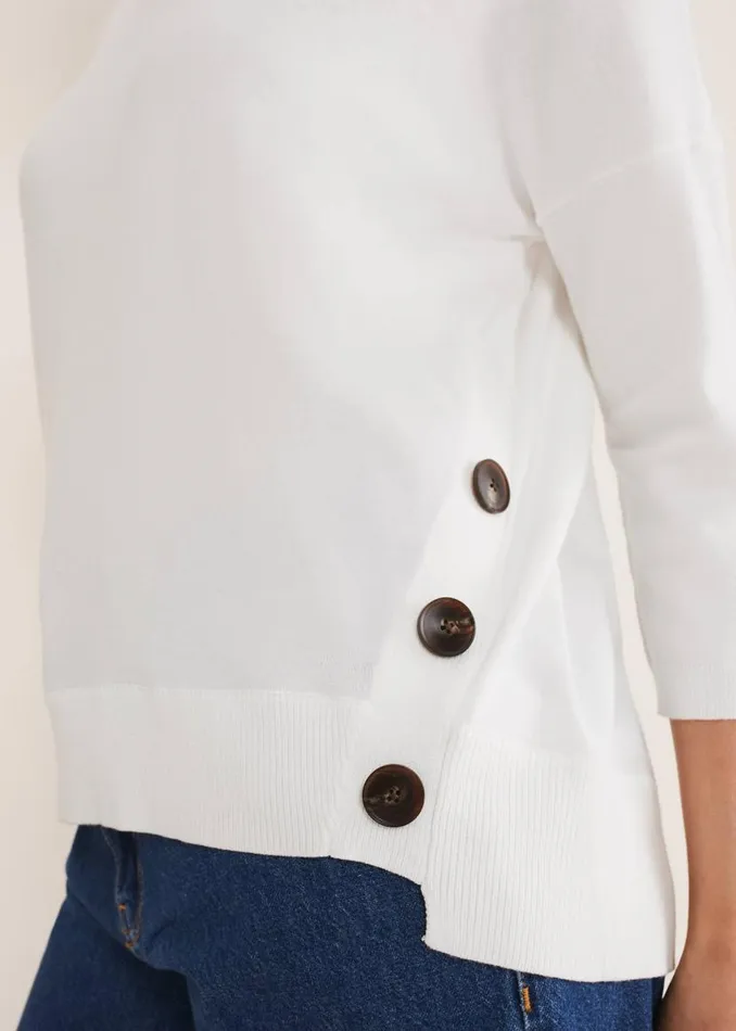 Phase Eight Knitwear Linda Button Trim Knit Ivory 8211 Women