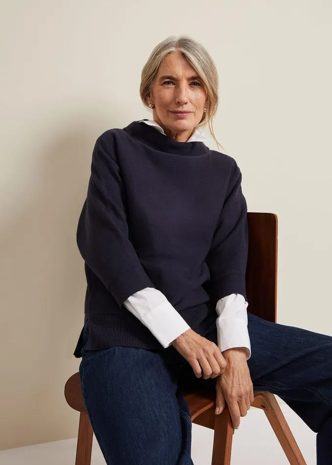 Phase Eight Knitwear Salima Funnel Neck Jumper Navy 8211 Women