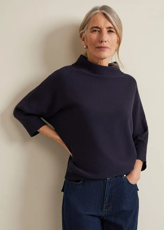 Phase Eight Knitwear Salima Funnel Neck Jumper Navy 8211 Women