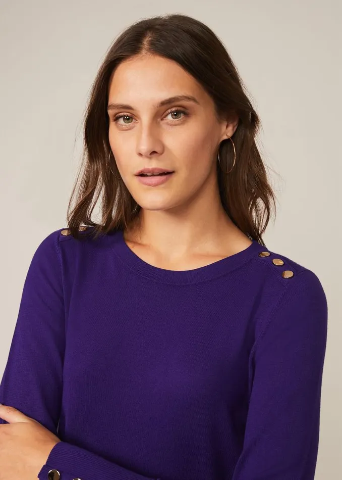 Phase Eight Knitwear Scarlett Stud Knit Top Purple 8211 Women