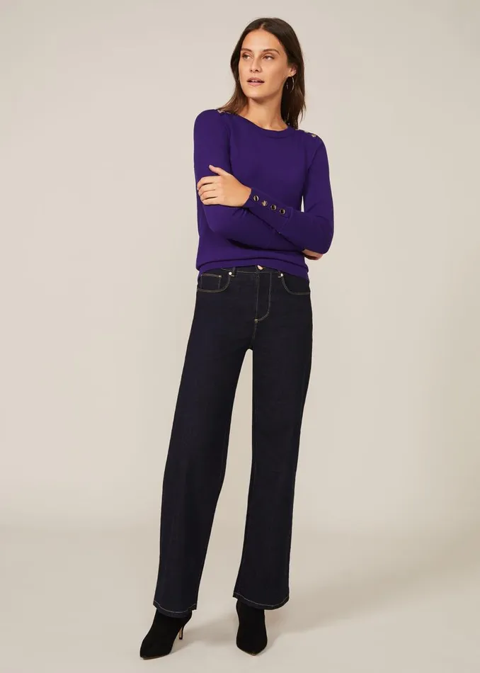 Phase Eight Knitwear Scarlett Stud Knit Top Purple 8211 Women
