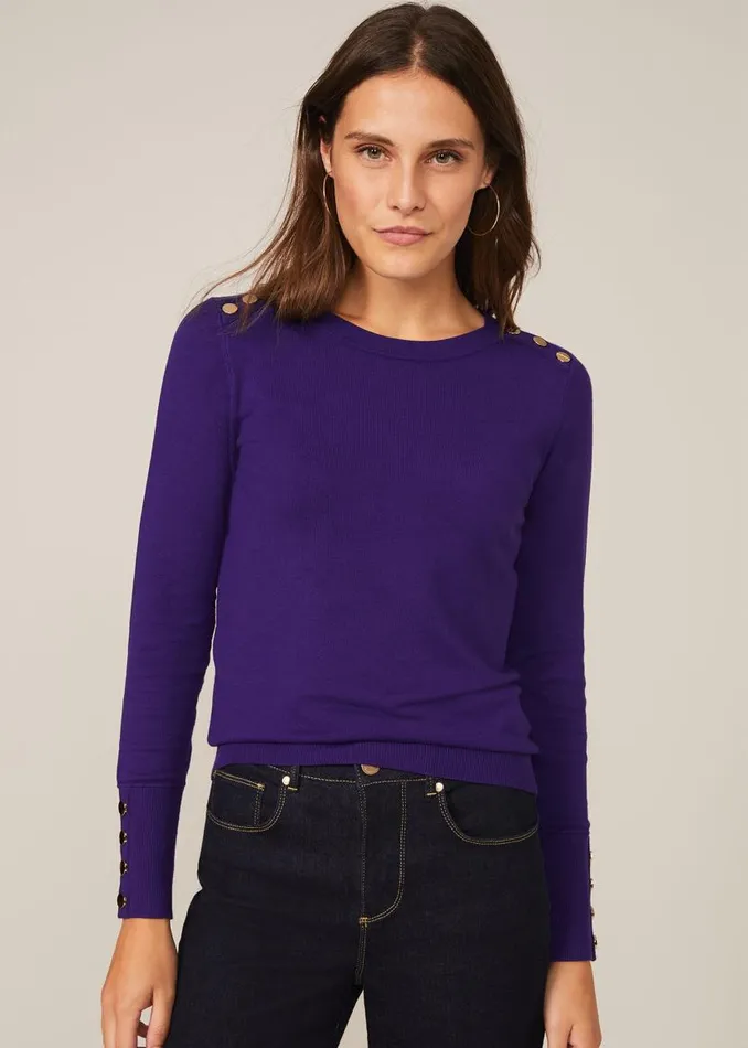 Phase Eight Knitwear Scarlett Stud Knit Top Purple 8211 Women