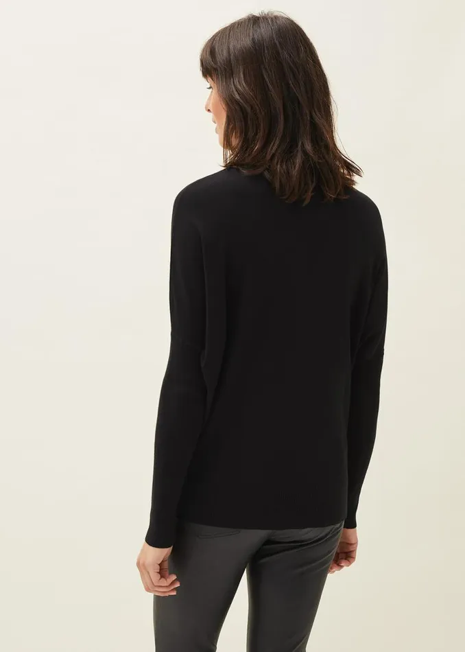 Phase Eight Knitwear Skylar Roll Neck Zip Hem Jumper Black 8211 Women