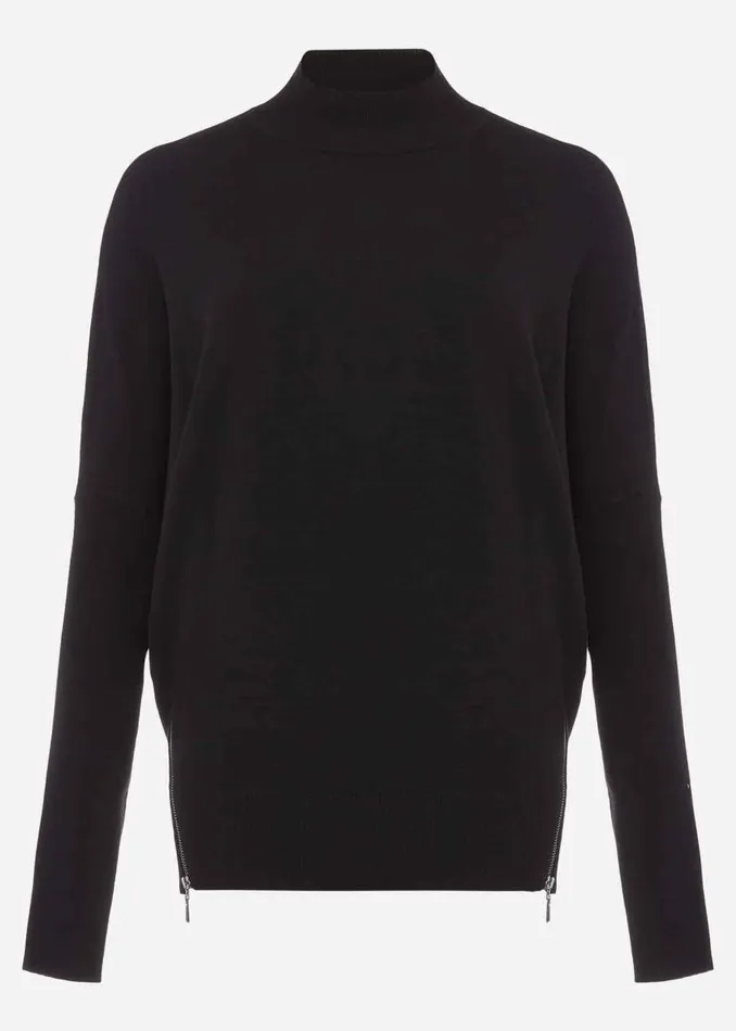 Phase Eight Knitwear Skylar Roll Neck Zip Hem Jumper Black 8211 Women