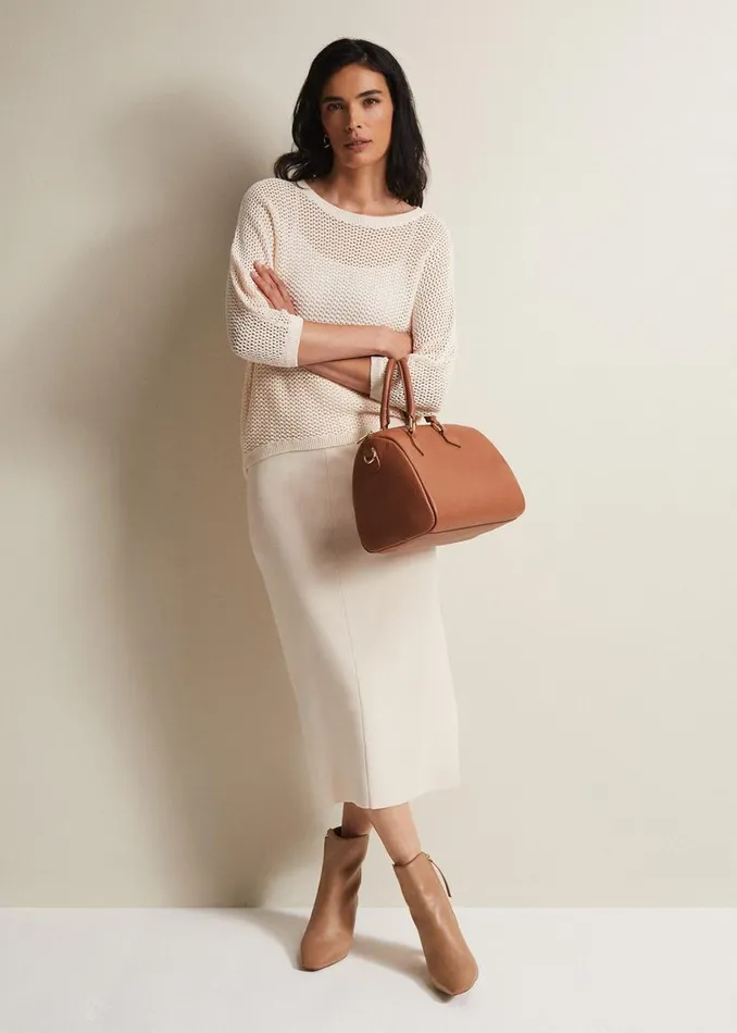 Phase Eight Knitwear Tanah Textured Tape Knit Neutral 8211 Women