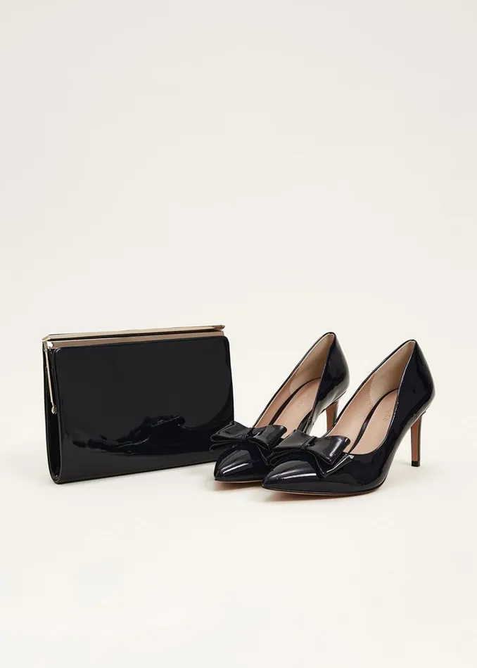 Phase Eight Occasion Shoes Patent Bow Court Shoe Navy 8211 Women