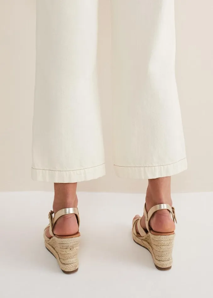 Phase Eight Sandals Leather Wedge Espadrilles Gold 8211 Women