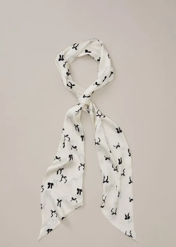 Phase Eight Scarves Bow Print Skinny Scarf Blackivory 8211 Women