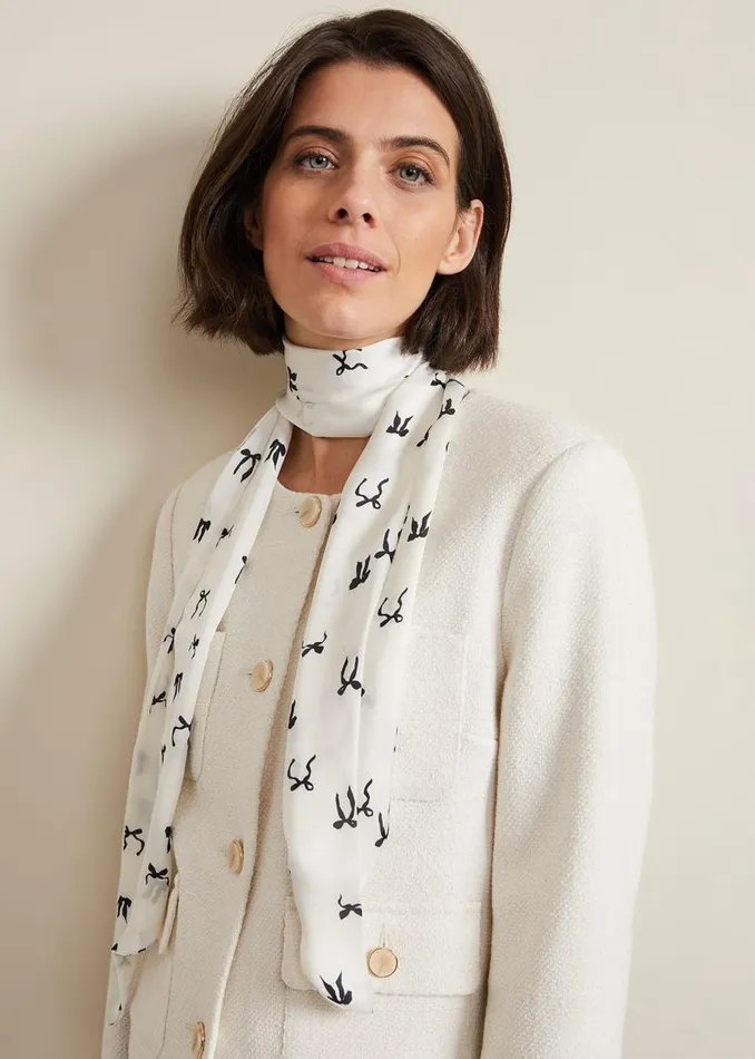 Phase Eight Scarves Bow Print Skinny Scarf Blackivory 8211 Women