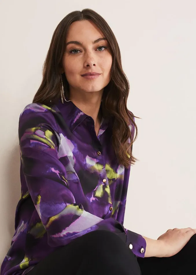 Phase Eight Shirts and Blouses Adelita Abstract Print Satin Shirt Multicoloured 8211 Women Phase Eight Shirts and Blouses Adelita Abstract Print Satin Shirt Multicoloured 8211 Women