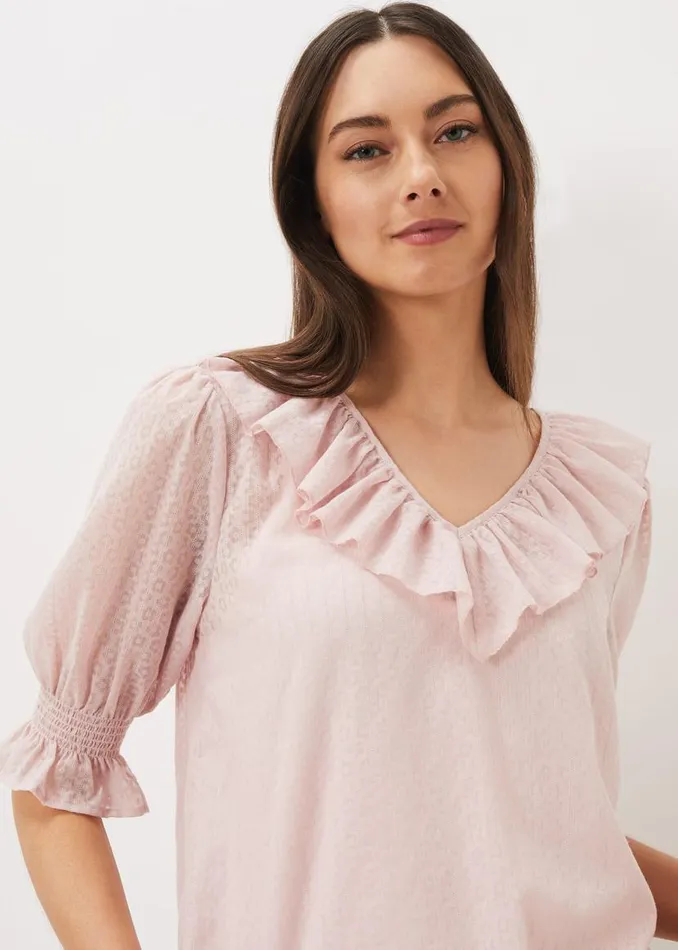 Phase Eight Shirts and Blouses Chiarra Ruffle Collar Blouse Pink 8211 Women