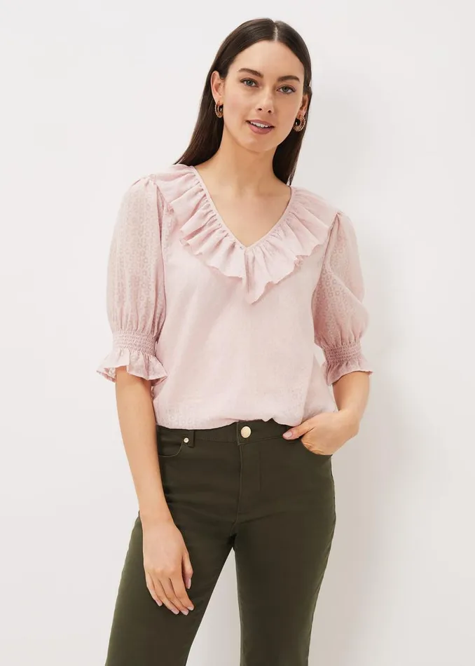 Phase Eight Shirts and Blouses Chiarra Ruffle Collar Blouse Pink 8211 Women