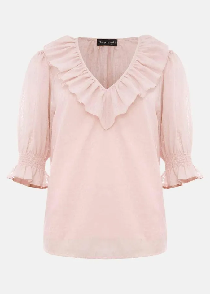 Phase Eight Shirts and Blouses Chiarra Ruffle Collar Blouse Pink 8211 Women
