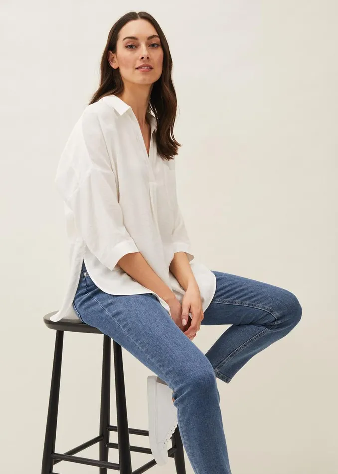 Phase Eight Shirts and Blouses Cynthia Longline Shirt Ivory 8211 Women