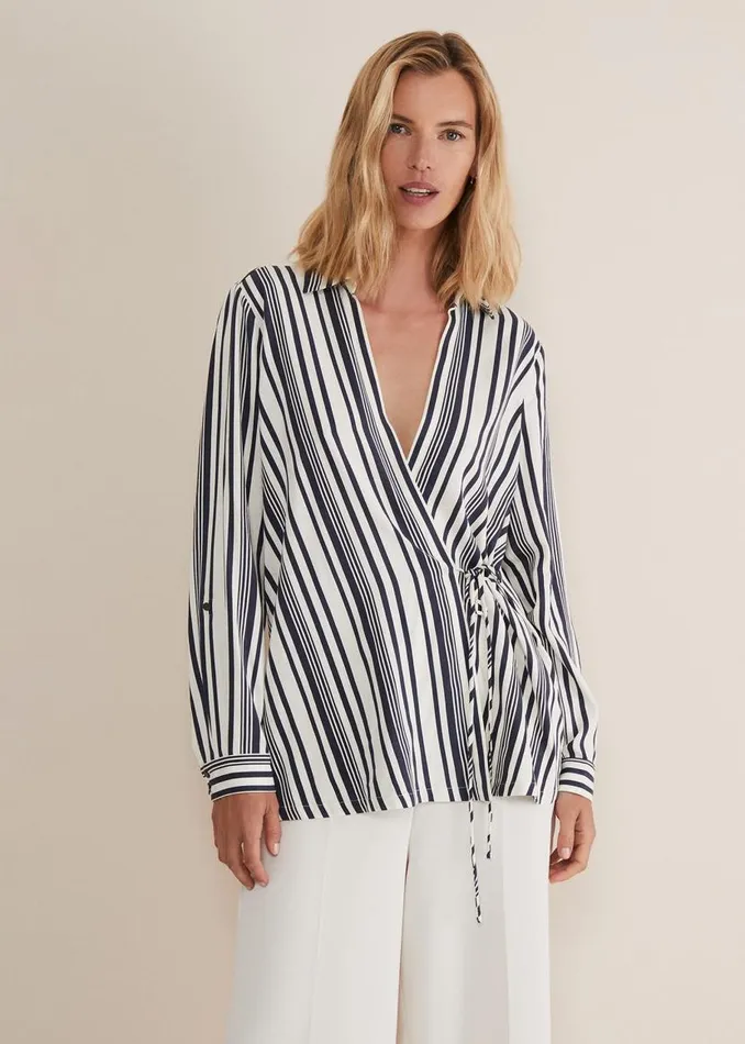 Phase Eight Shirts and Blouses Dalila Striped Wrap Blouse Carbonivory 8211 Women Phase Eight Shirts and Blouses Dalila Striped Wrap Blouse Carbonivory 8211 Women