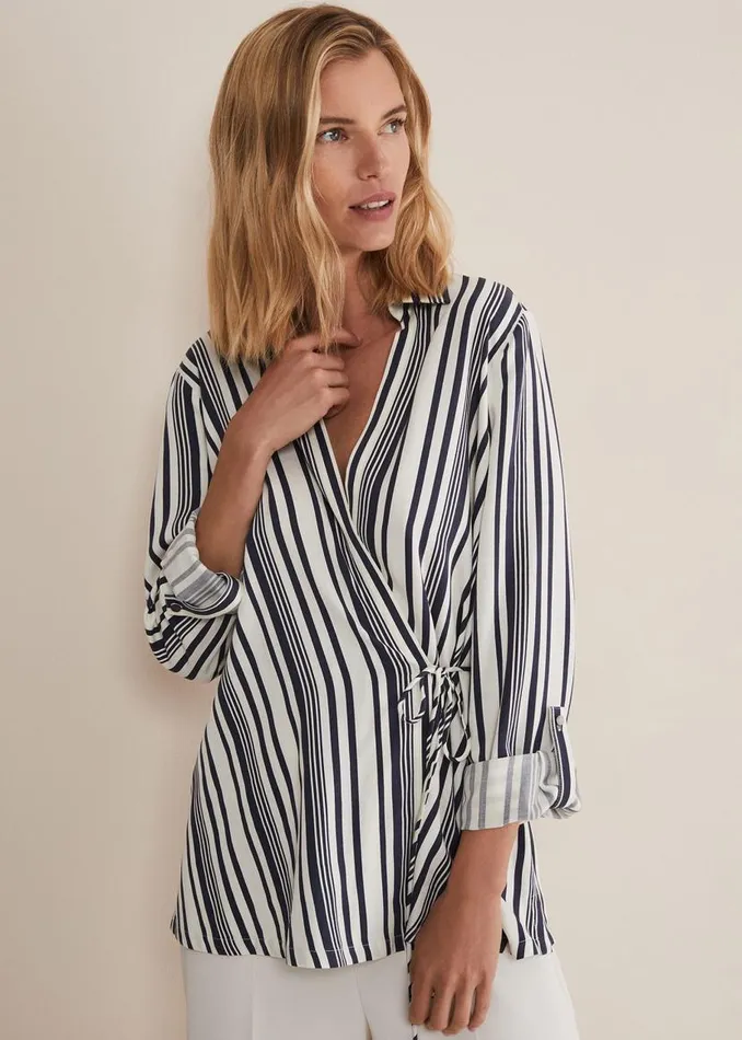 Phase Eight Shirts and Blouses Dalila Striped Wrap Blouse Carbonivory 8211 Women Phase Eight Shirts and Blouses Dalila Striped Wrap Blouse Carbonivory 8211 Women