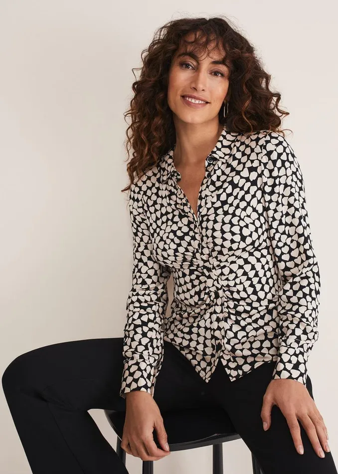 Phase Eight Shirts and Blouses Kesia Ruched Front Heart Print Shirt Blackcamel 8211 Women Phase Eight Shirts and Blouses Kesia Ruched Front Heart Print Shirt Blackcamel 8211 Women