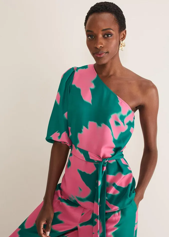 Phase Eight Shirts and Blouses Madison One Shoulder CoOrd Blouse Greenpink 8211 Women Phase Eight Shirts and Blouses Madison One Shoulder CoOrd Blouse Greenpink 8211 Women