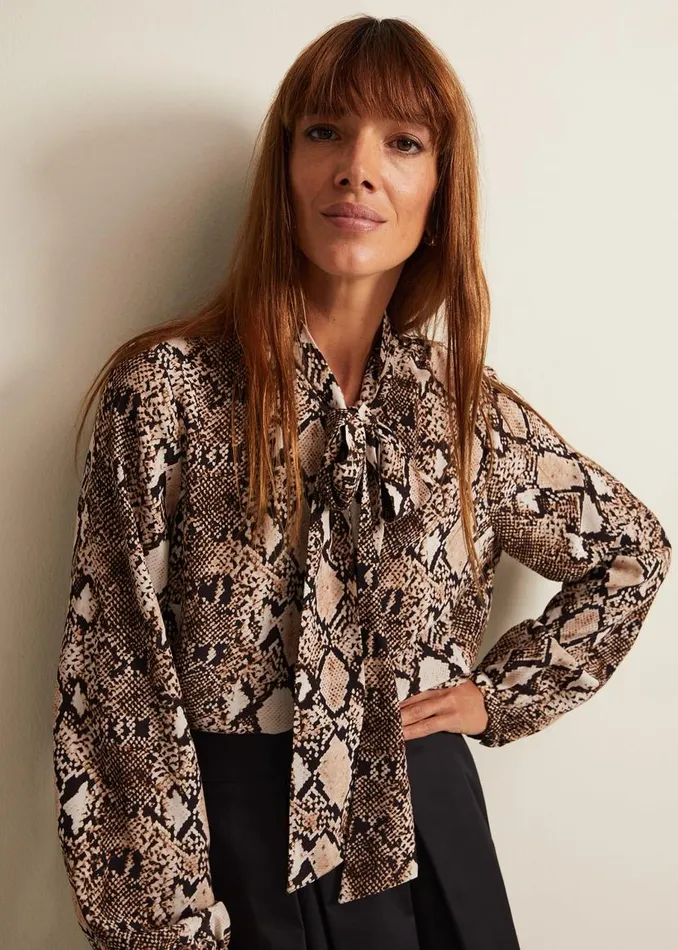 Phase Eight Shirts and Blouses Semira Snake Tie Blouse Neutral 8211 Women