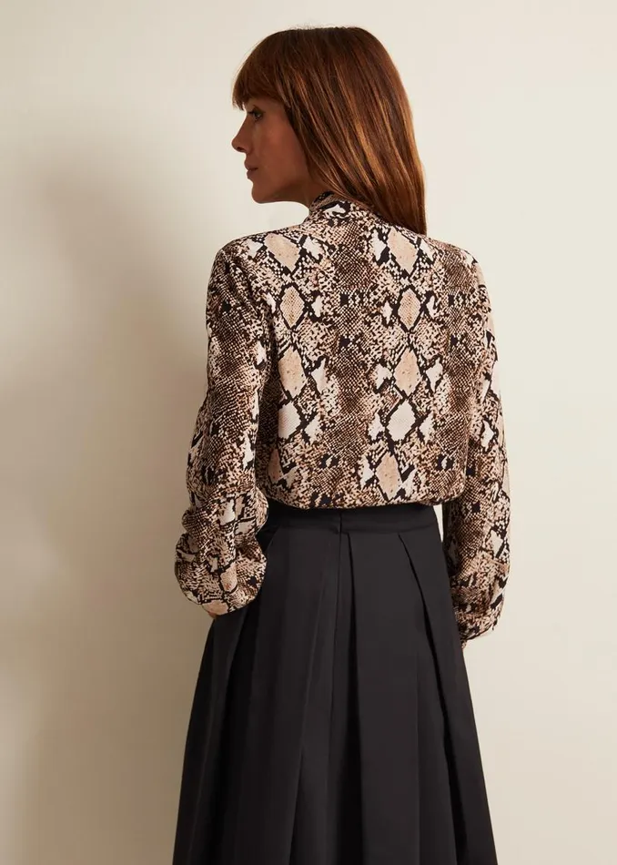 Phase Eight Shirts and Blouses Semira Snake Tie Blouse Neutral 8211 Women